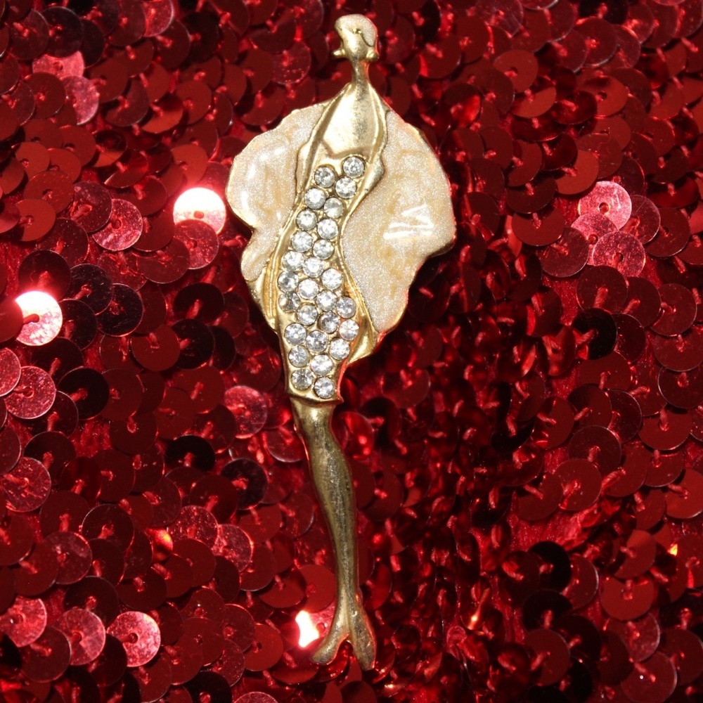 Rhinestone Lady Brooch